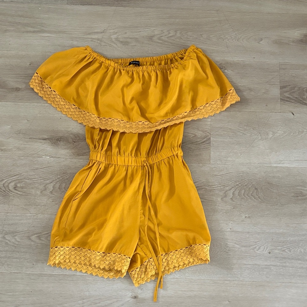 Women's Mustard Off-Shoulder Jumpsuit